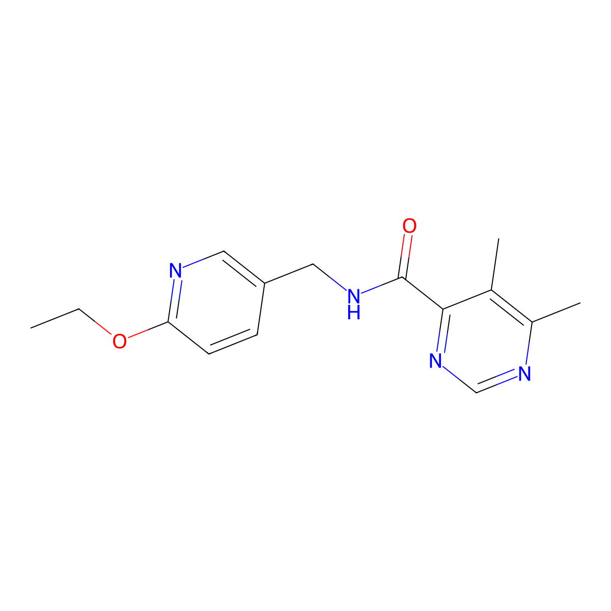 N-[(6-Ethoxypyridin-3-yl)methyl]-5,6-dimethylpyrimidine-4-carboxamide molecular structure, CAS 2415524-23-9