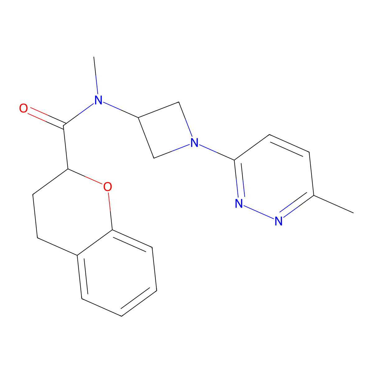N-methyl-N-[1-(6-methylpyridazin-3-yl)azetidin-3-yl]-3,4-dihydro-2H-1-benzopyran-2-carboxamide molecular structure, CAS 2415524-26-2
