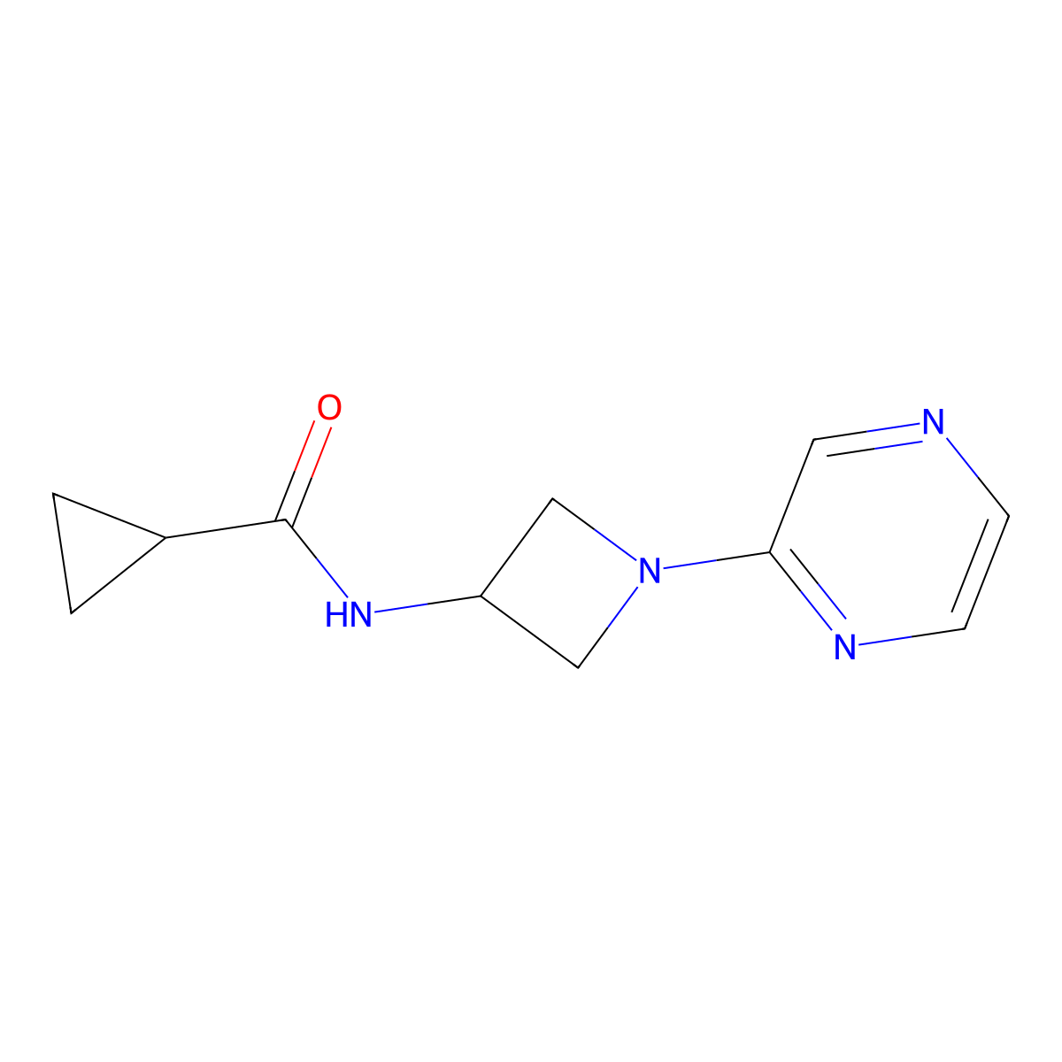 N-[1-(pyrazin-2-yl)azetidin-3-yl]cyclopropanecarboxamide molecular structure, CAS 2415524-28-4
