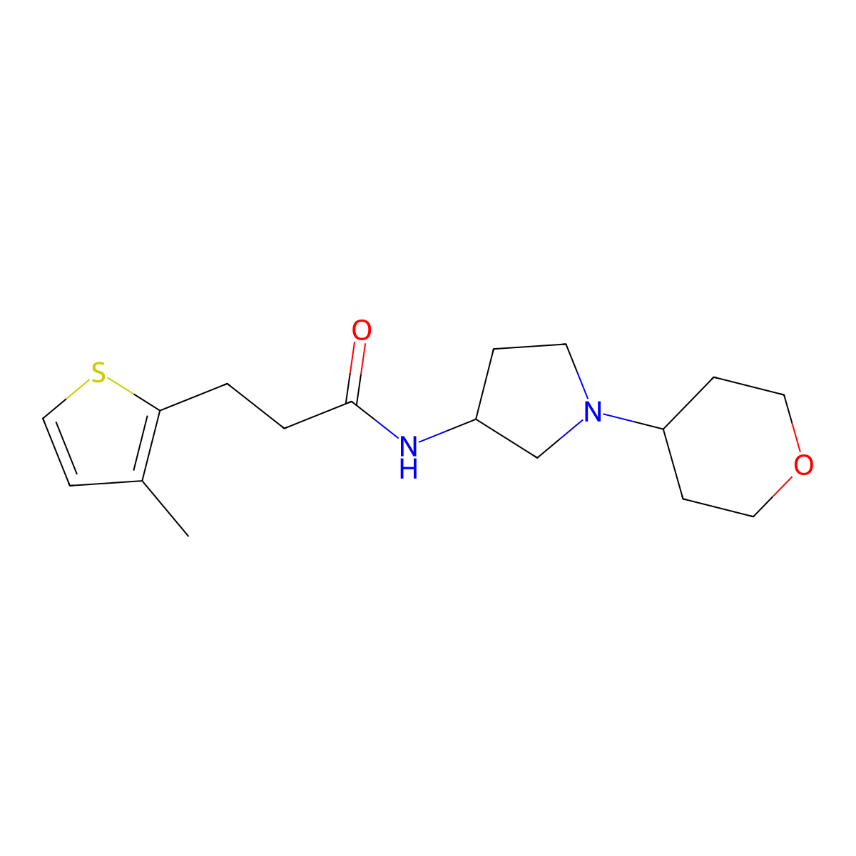 3-(3-Methylthiophen-2-yl)-N-[1-(oxan-4-yl)pyrrolidin-3-yl]propanamide molecular structure, CAS 2415524-31-9
