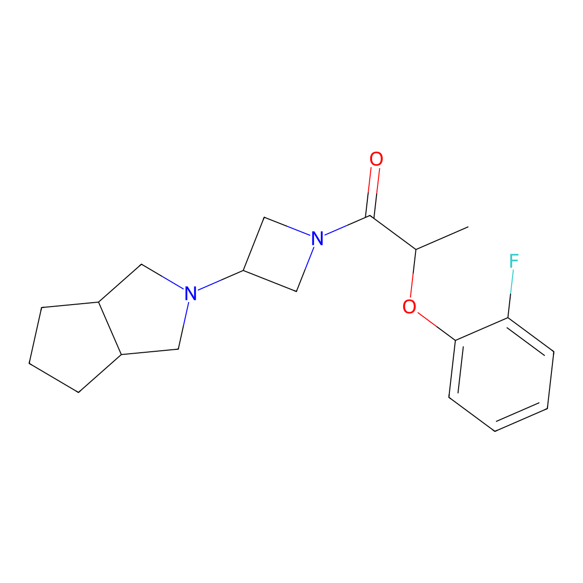 2-(2-Fluorophenoxy)-1-(3-{octahydrocyclopenta[c]pyrrol-2-yl}azetidin-1-yl)propan-1-one molecular structure, CAS 2415524-32-0