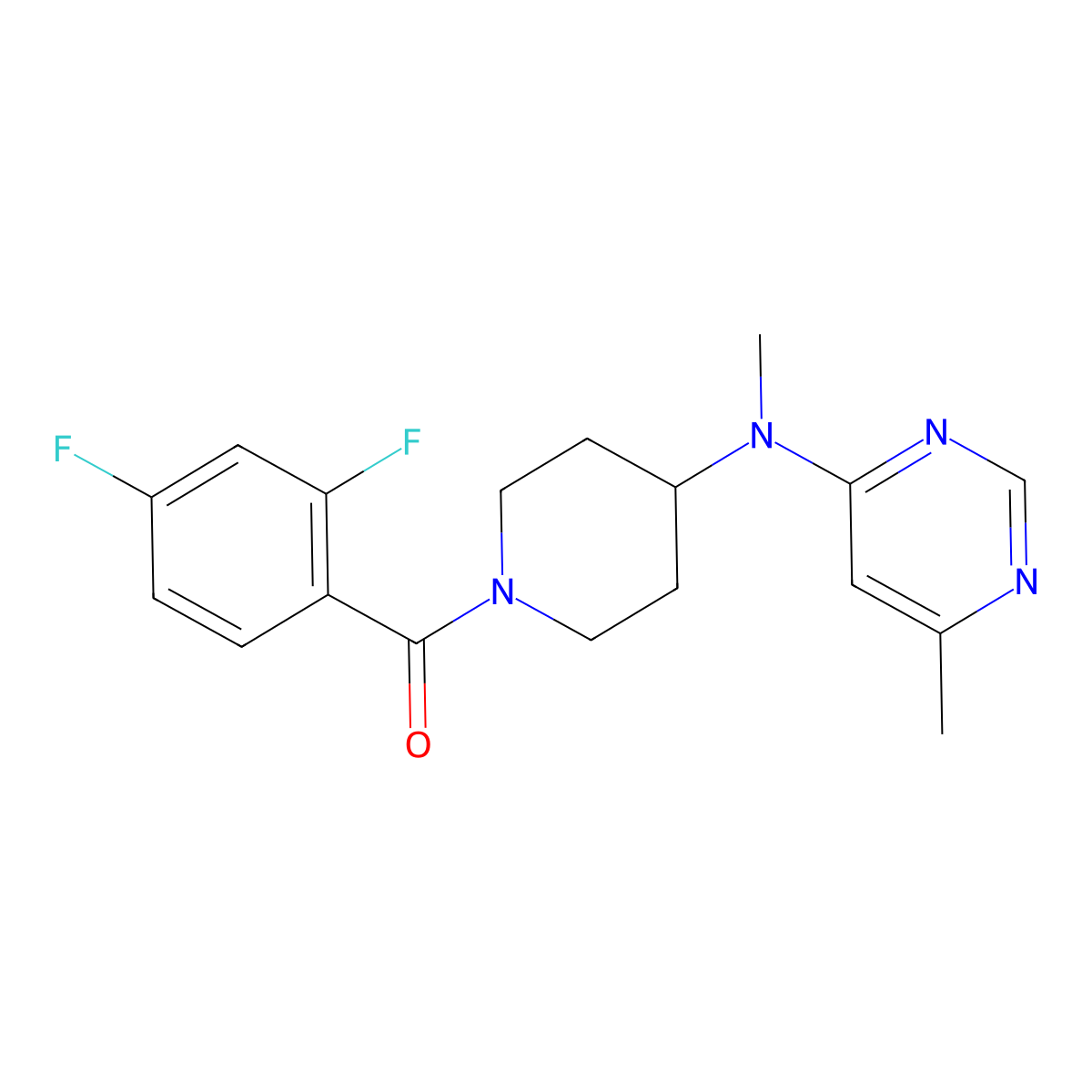 N-[1-(2,4-difluorobenzoyl)piperidin-4-yl]-N,6-dimethylpyrimidin-4-amine molecular structure, CAS 2415524-33-1
