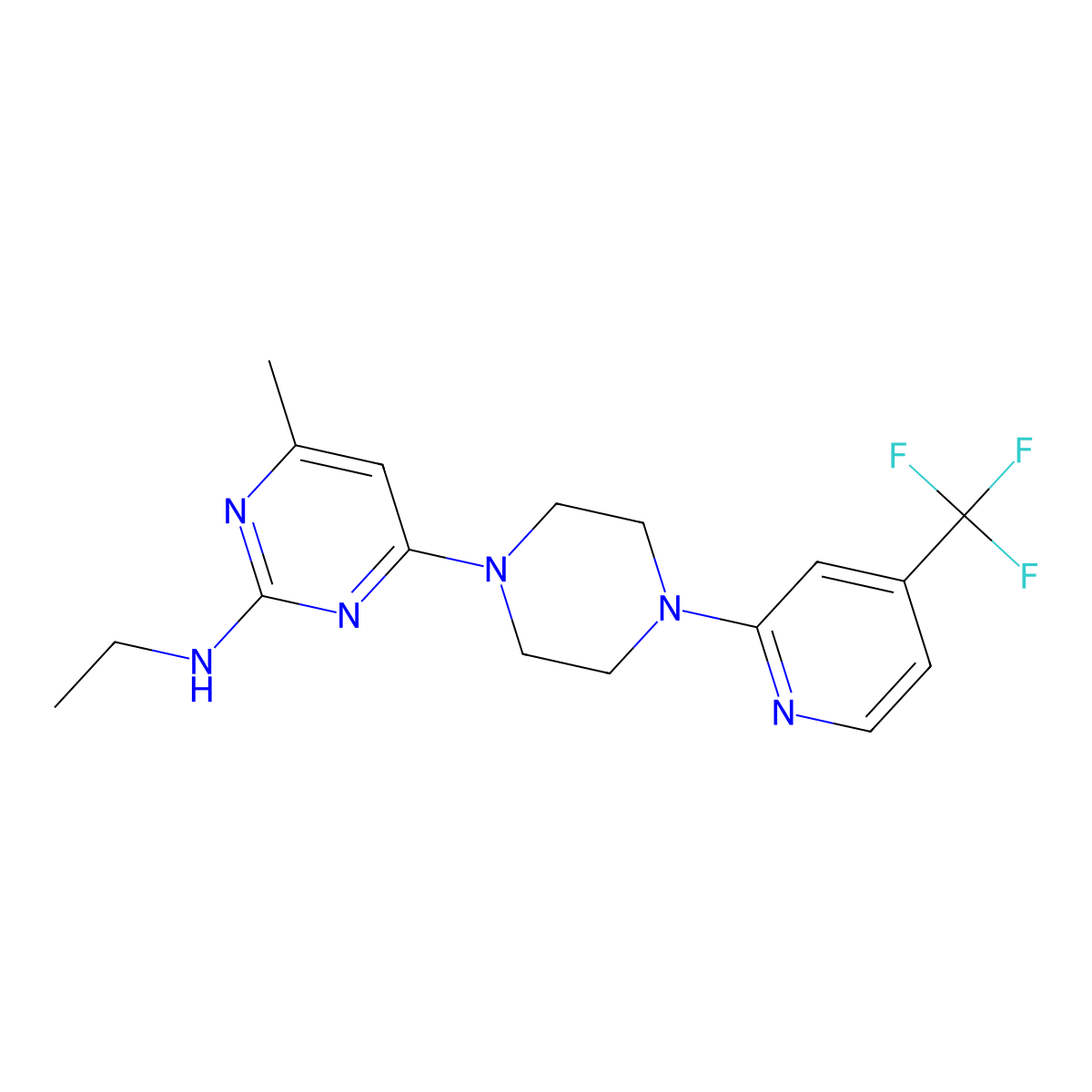 N-ethyl-4-methyl-6-{4-[4-(trifluoromethyl)pyridin-2-yl]piperazin-1-yl}pyrimidin-2-amine molecular structure, CAS 2415524-34-2