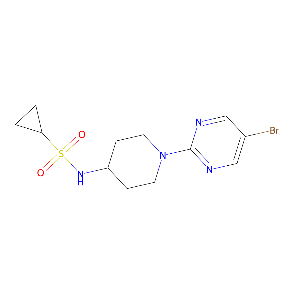 N-[1-(5-Bromopyrimidin-2-yl)piperidin-4-yl]cyclopropanesulfonamide molecular structure, CAS 2415524-38-6