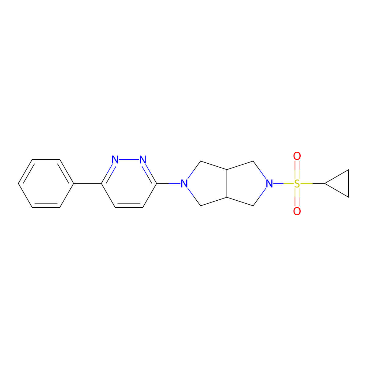 3-[5-(Cyclopropanesulfonyl)-octahydropyrrolo[3,4-c]pyrrol-2-yl]-6-phenylpyridazine molecular structure, CAS 2415524-39-7