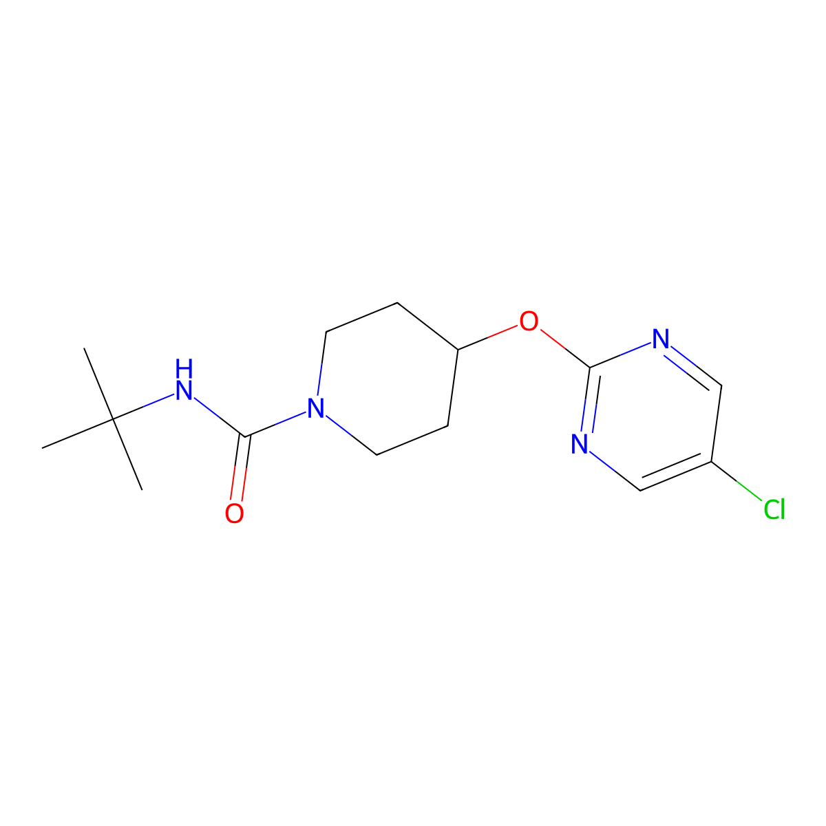 N-tert-butyl-4-[(5-chloropyrimidin-2-yl)oxy]piperidine-1-carboxamide molecular structure, CAS 2415524-45-5