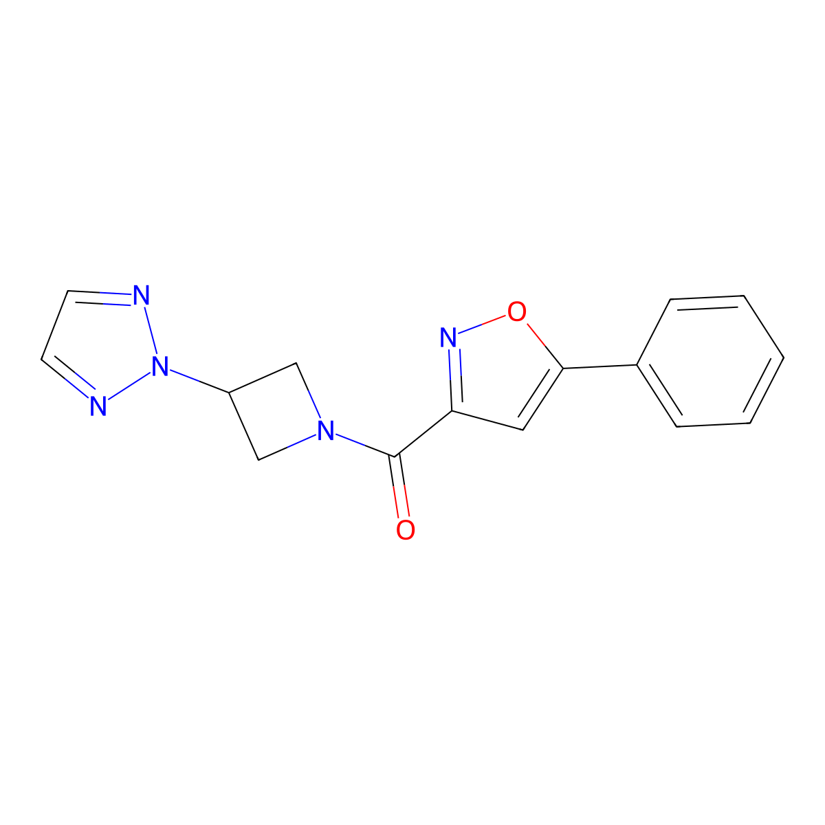 2-[1-(5-phenyl-1,2-oxazole-3-carbonyl)azetidin-3-yl]-2H-1,2,3-triazole molecular structure, CAS 2415524-46-6