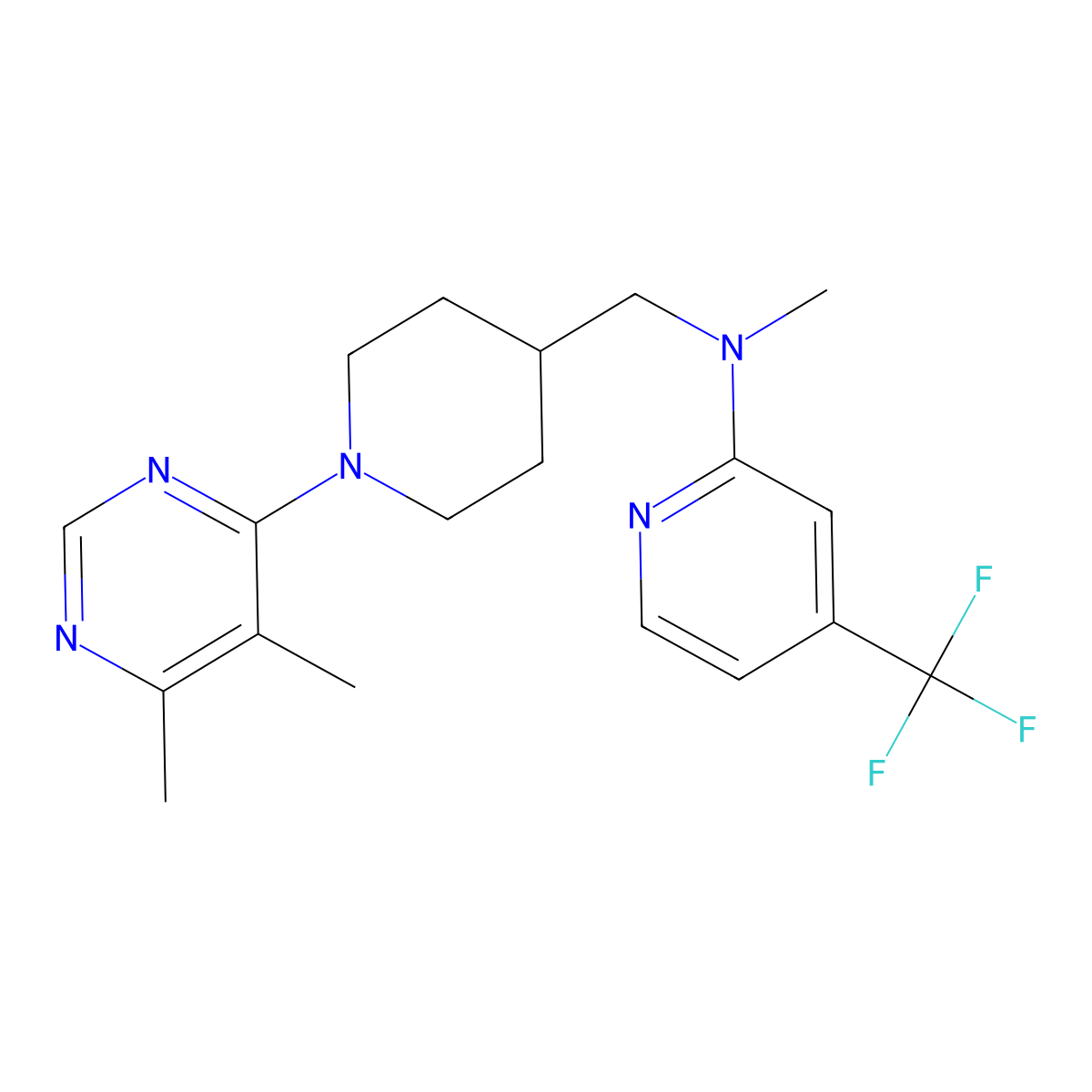 N-{[1-(5,6-dimethylpyrimidin-4-yl)piperidin-4-yl]methyl}-N-methyl-4-(trifluoromethyl)pyridin-2-amine molecular structure, CAS 2415524-47-7