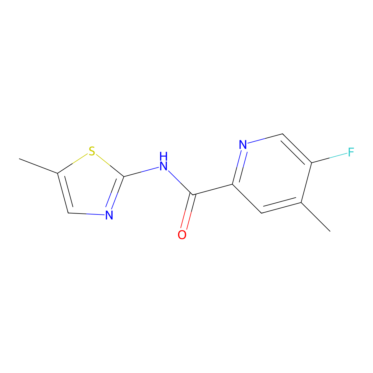 5-Fluoro-4-methyl-N-(5-methyl-1,3-thiazol-2-yl)pyridine-2-carboxamide molecular structure, CAS 2415524-50-2