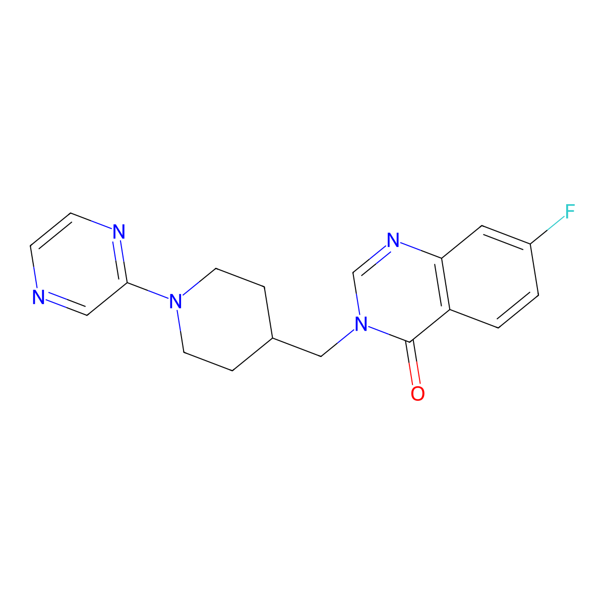 7-Fluoro-3-{[1-(pyrazin-2-yl)piperidin-4-yl]methyl}-3,4-dihydroquinazolin-4-one molecular structure, CAS 2415524-51-3