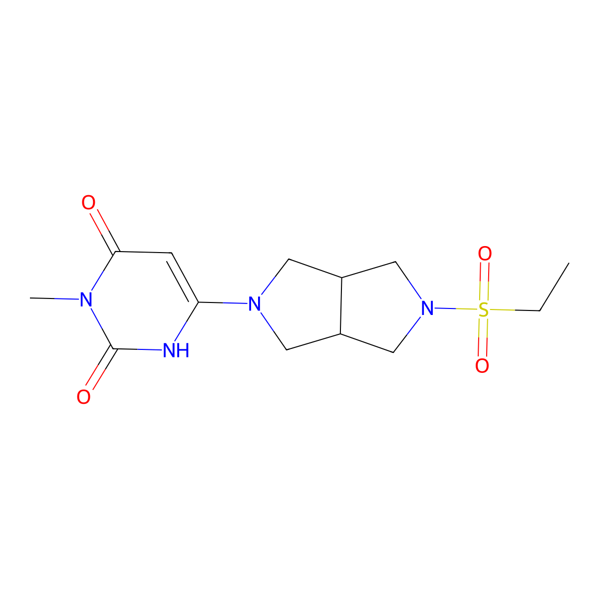 6-[5-(Ethanesulfonyl)-octahydropyrrolo[3,4-c]pyrrol-2-yl]-3-methyl-1,2,3,4-tetrahydropyrimidine-2,4-dione molecular structure, CAS 2415524-54-6