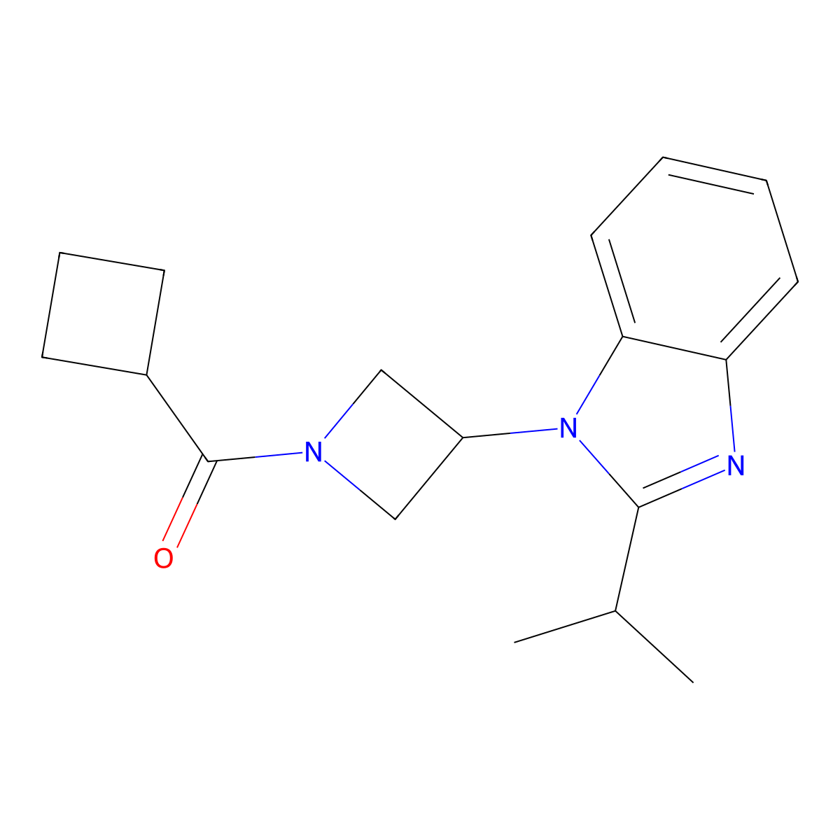 1-(1-cyclobutanecarbonylazetidin-3-yl)-2-(propan-2-yl)-1H-1,3-benzodiazole molecular structure, CAS 2415524-57-9