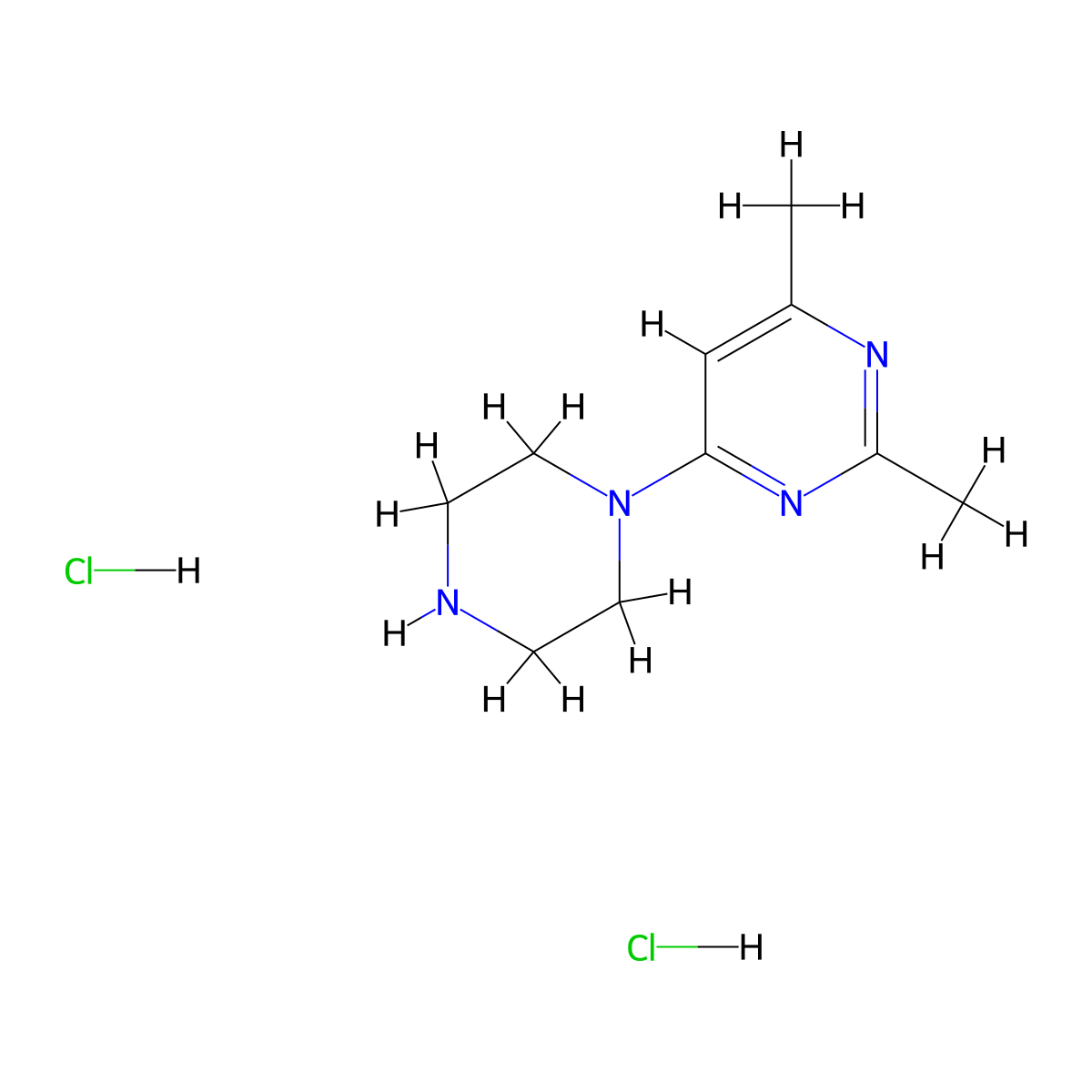 2,4-Dimethyl-6-(piperazin-1-yl)pyrimidine dihydrochloride molecular structure, CAS 2415524-58-0