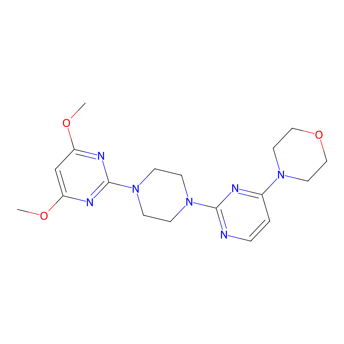4-{2-[4-(4,6-Dimethoxypyrimidin-2-yl)piperazin-1-yl]pyrimidin-4-yl}morpholine molecular structure, CAS 2415524-59-1