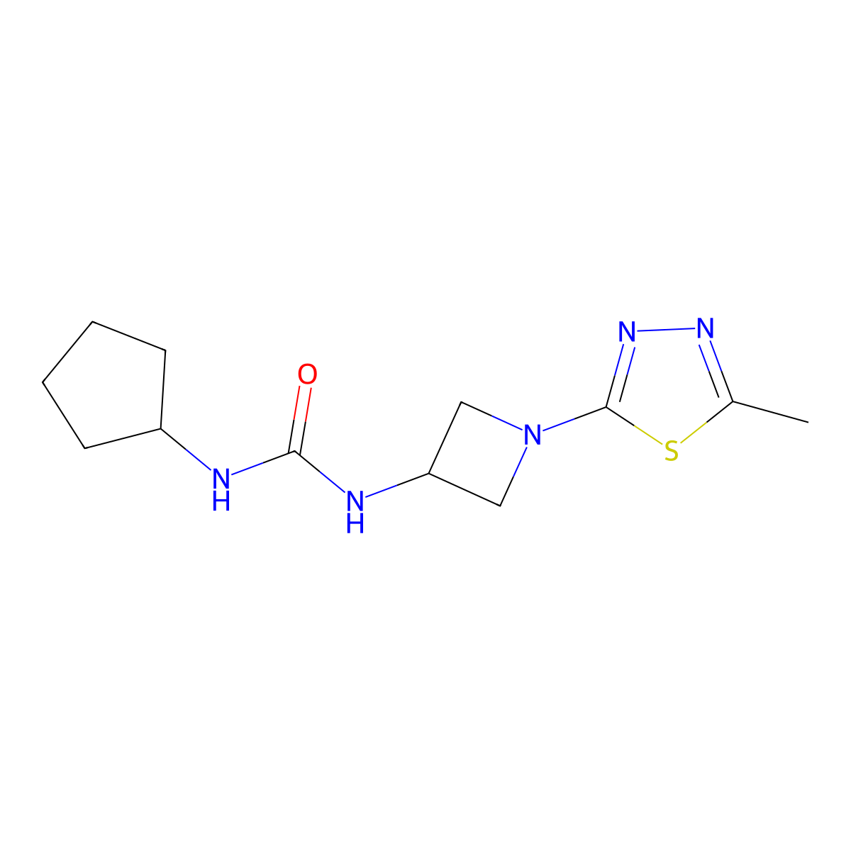 1-Cyclopentyl-3-[1-(5-methyl-1,3,4-thiadiazol-2-yl)azetidin-3-yl]urea molecular structure, CAS 2415524-60-4