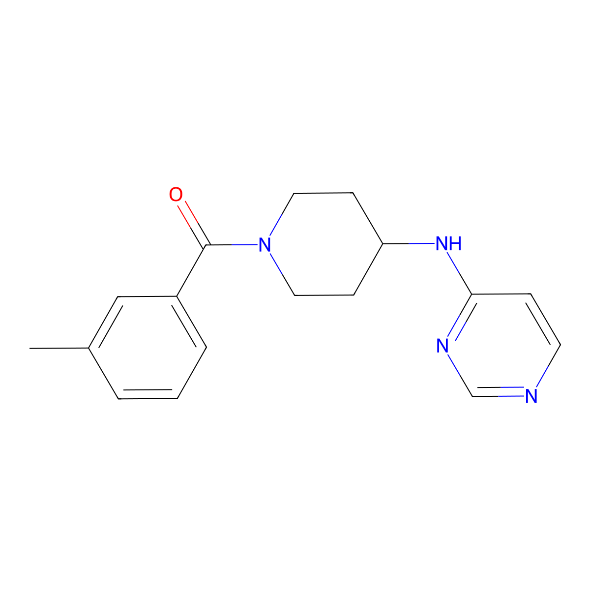 N-[1-(3-methylbenzoyl)piperidin-4-yl]pyrimidin-4-amine molecular structure, CAS 2415524-65-9