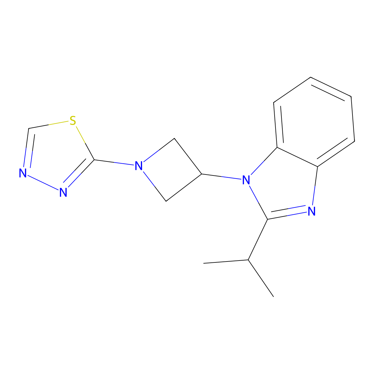 2-(propan-2-yl)-1-[1-(1,3,4-thiadiazol-2-yl)azetidin-3-yl]-1H-1,3-benzodiazole molecular structure, CAS 2415524-70-6