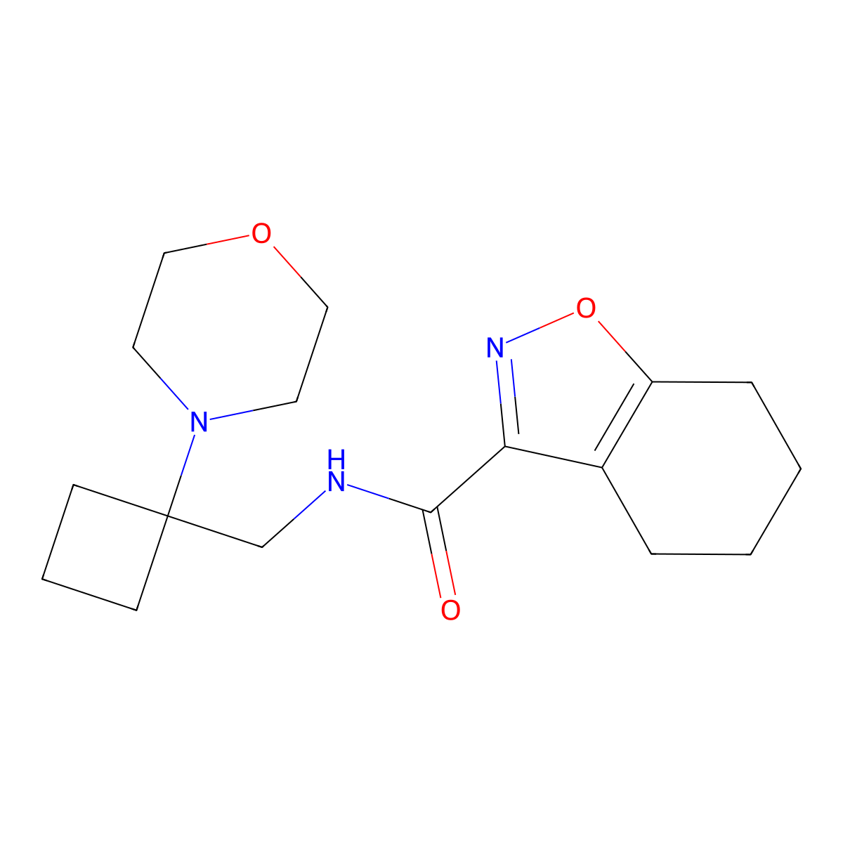 N-{[1-(morpholin-4-yl)cyclobutyl]methyl}-4,5,6,7-tetrahydro-1,2-benzoxazole-3-carboxamide molecular structure, CAS 2415524-73-9