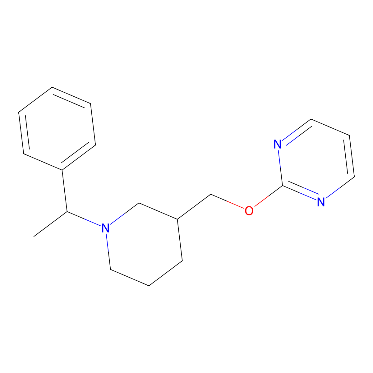 2-{[1-(1-Phenylethyl)piperidin-3-yl]methoxy}pyrimidine molecular structure, CAS 2415524-86-4