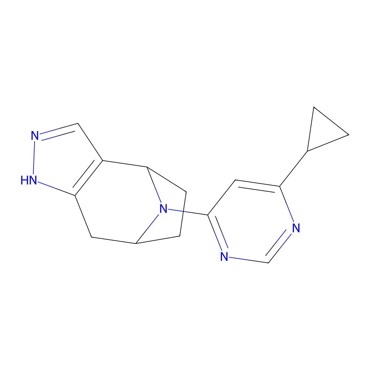 11-(6-Cyclopropylpyrimidin-4-yl)-4,5,11-triazatricyclo[6.2.1.0^{2,6}]undeca-2(6),3-diene molecular structure, CAS 2415524-89-7