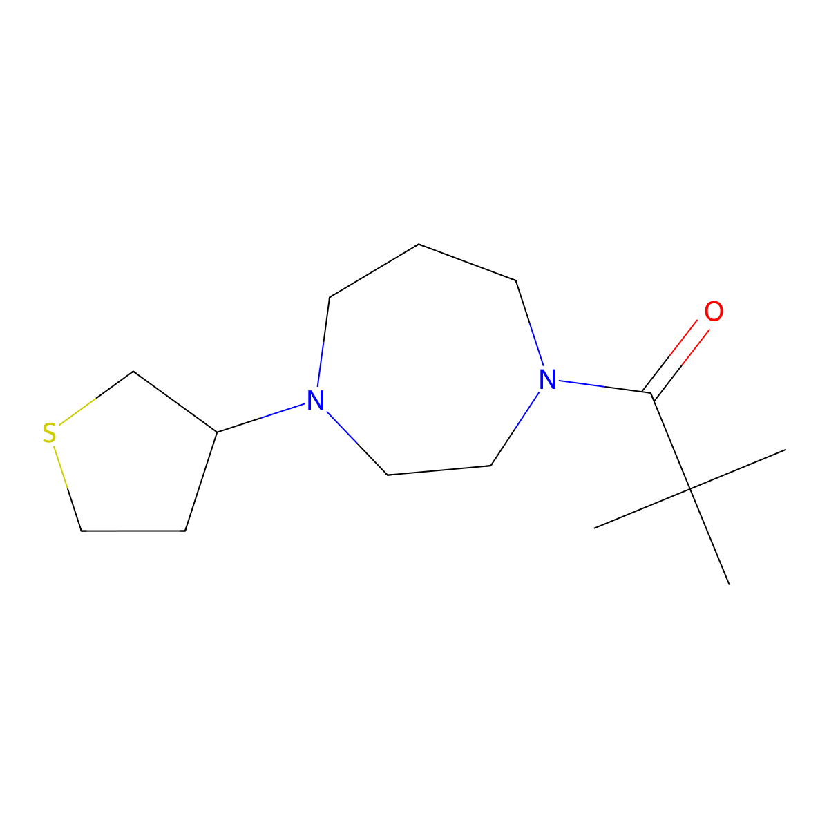 2,2-Dimethyl-1-[4-(thiolan-3-yl)-1,4-diazepan-1-yl]propan-1-one molecular structure, CAS 2415524-93-3