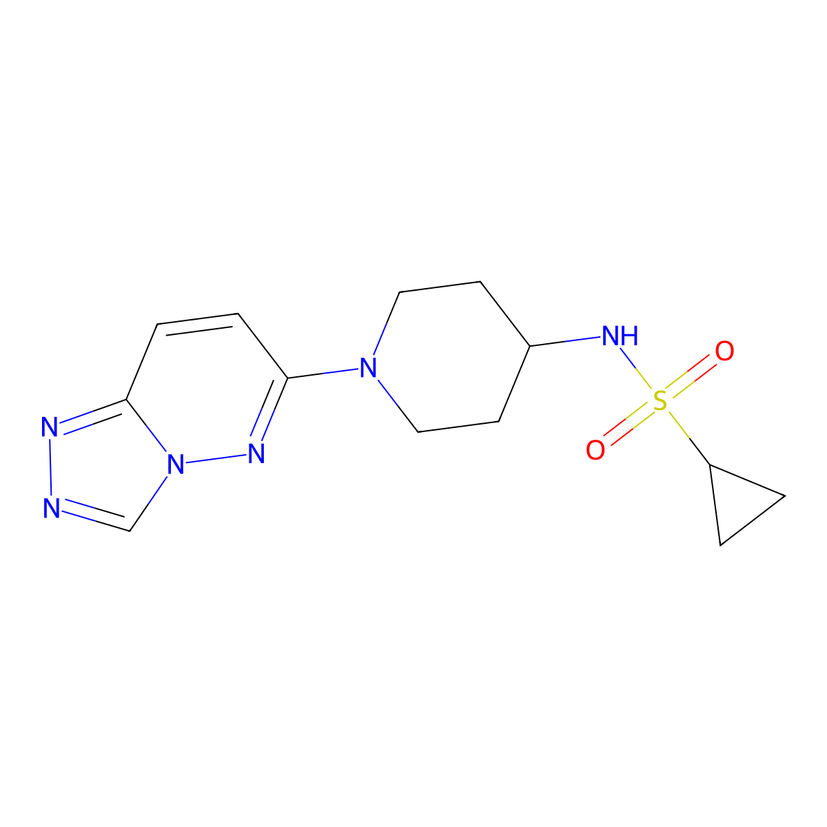 N-(1-{[1,2,4]triazolo[4,3-b]pyridazin-6-yl}piperidin-4-yl)cyclopropanesulfonamide molecular structure, CAS 2415524-94-4