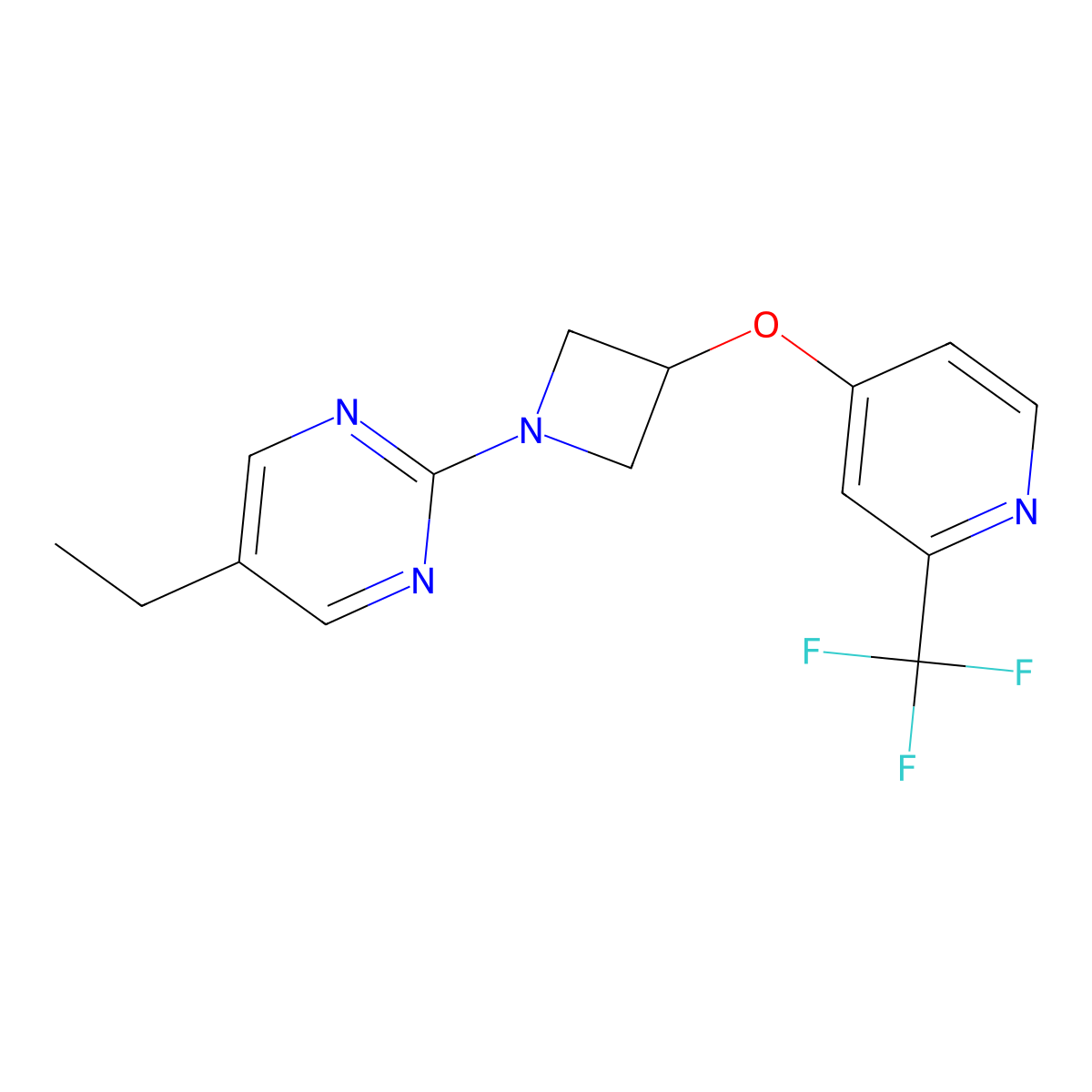 5-Ethyl-2-(3-{[2-(trifluoromethyl)pyridin-4-yl]oxy}azetidin-1-yl)pyrimidine molecular structure, CAS 2415525-11-8