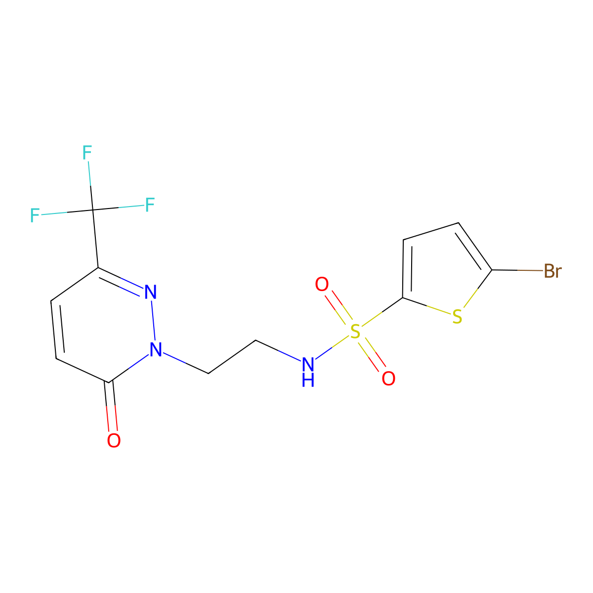 5-bromo-N-{2-[6-oxo-3-(trifluoromethyl)-1,6-dihydropyridazin-1-yl]ethyl}thiophene-2-sulfonamide molecular structure, CAS 2415525-12-9