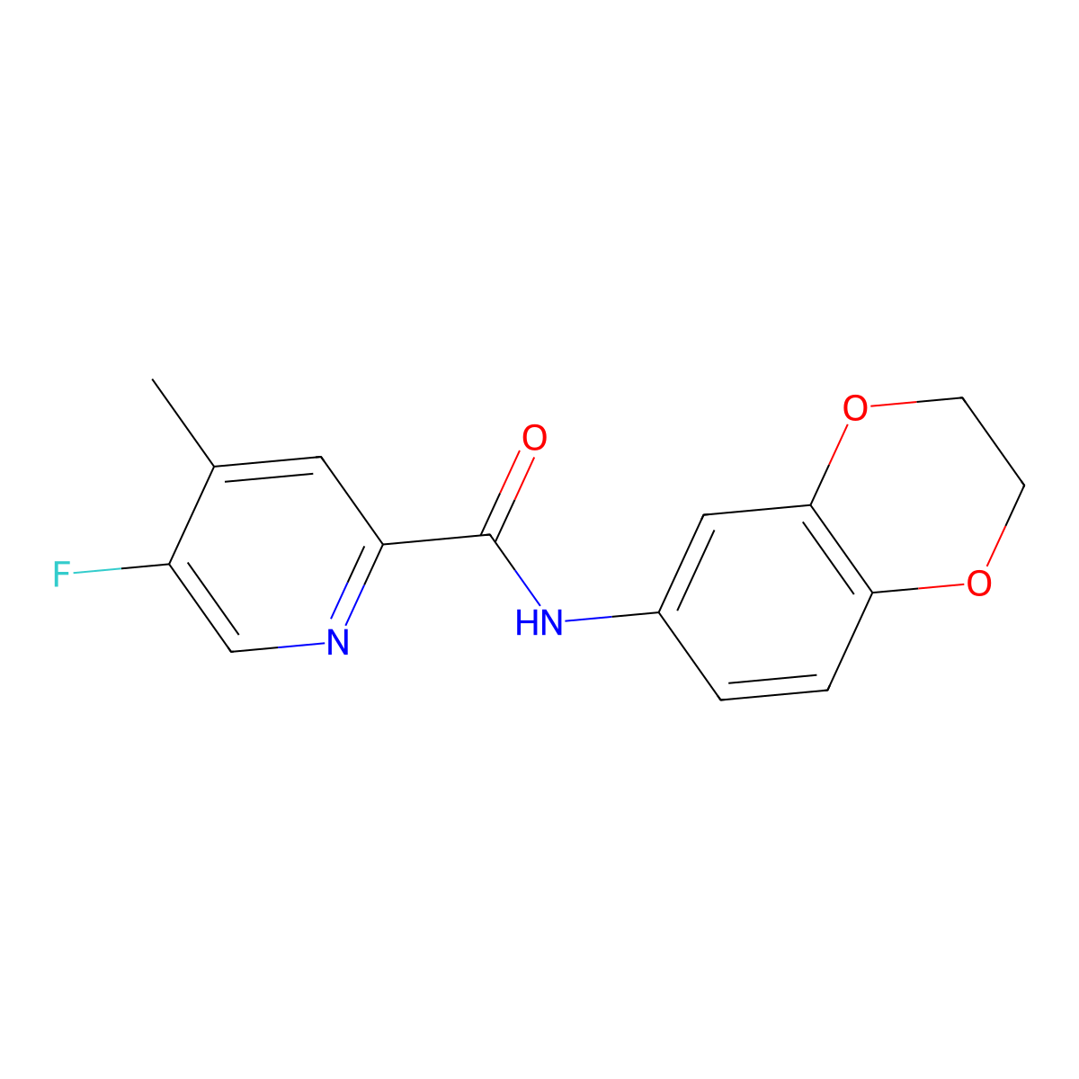 N-(2,3-Dihydro-1,4-benzodioxin-6-yl)-5-fluoro-4-methylpyridine-2-carboxamide molecular structure, CAS 2415525-13-0
