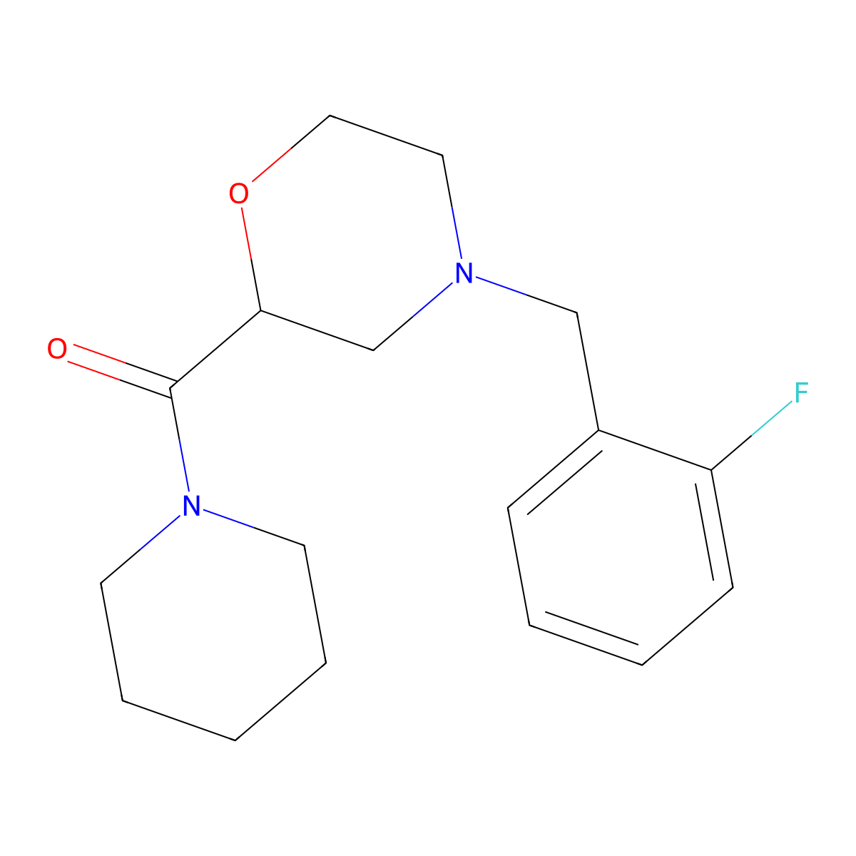 4-[(2-Fluorophenyl)methyl]-2-(piperidine-1-carbonyl)morpholine molecular structure, CAS 2415525-16-3