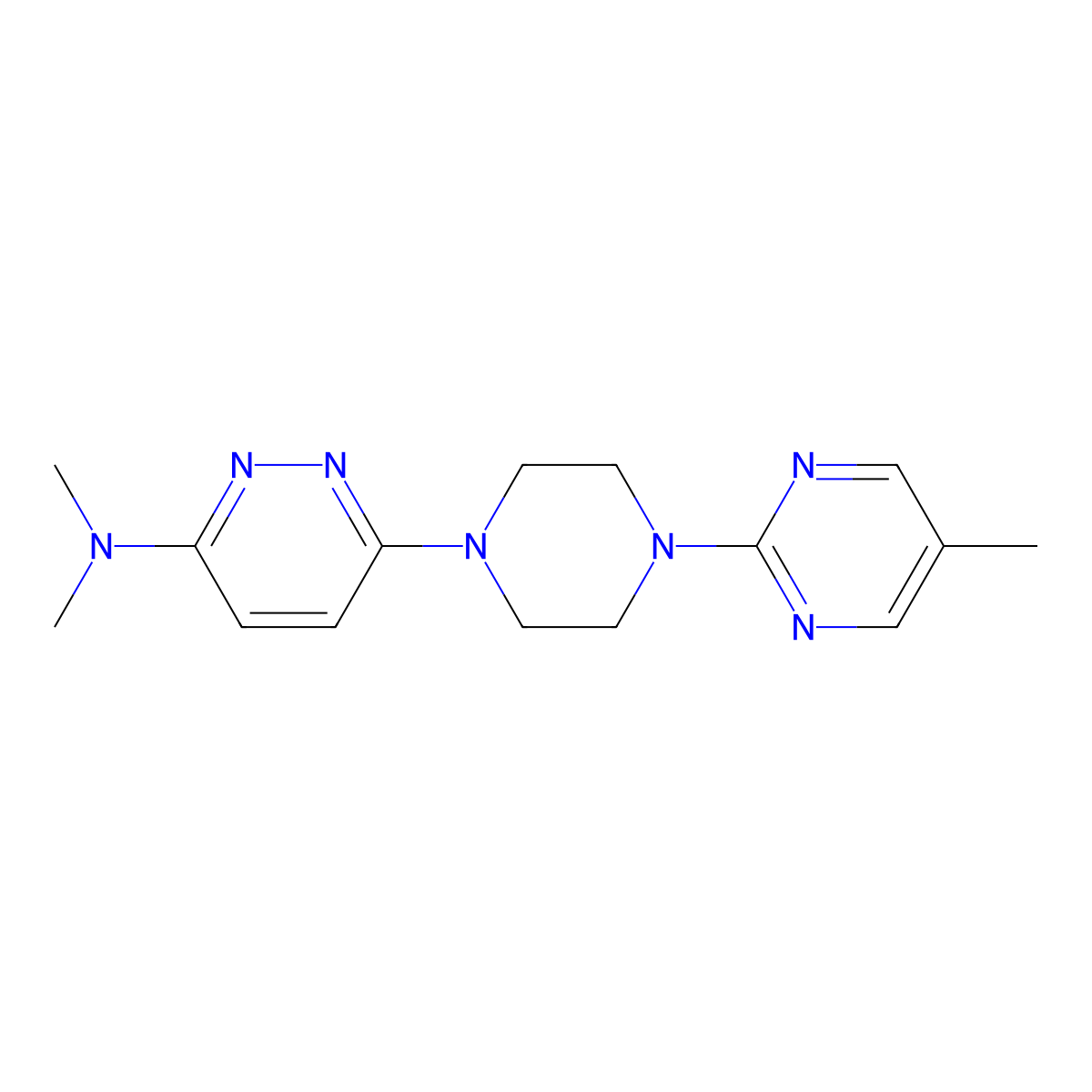 N,N-Dimethyl-6-[4-(5-methylpyrimidin-2-yl)piperazin-1-yl]pyridazin-3-amine molecular structure, CAS 2415525-23-2
