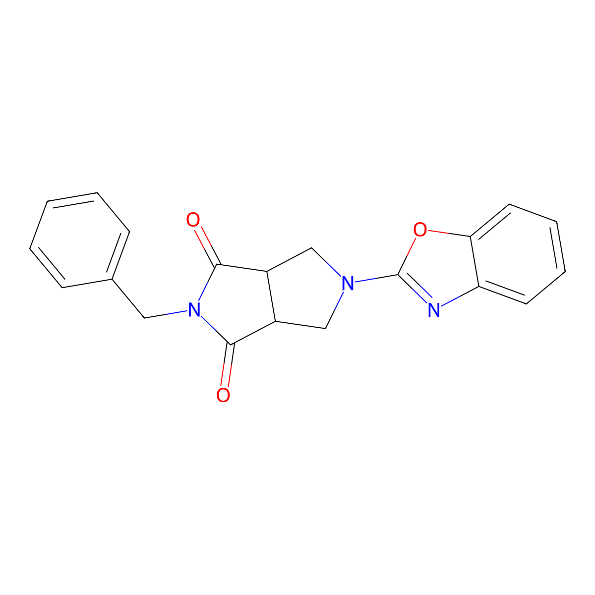 5-(1,3-Benzoxazol-2-yl)-2-benzyl-octahydropyrrolo[3,4-c]pyrrole-1,3-dione molecular structure, CAS 2415525-28-7