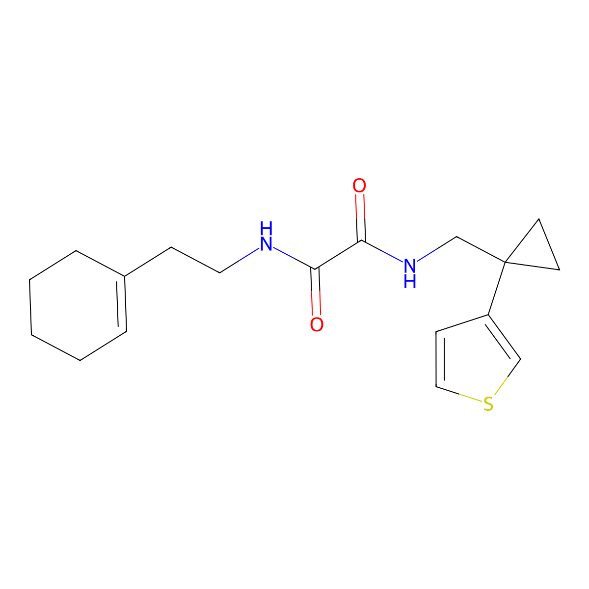 N'-[2-(cyclohex-1-en-1-yl)ethyl]-N-{[1-(thiophen-3-yl)cyclopropyl]methyl}ethanediamide molecular structure, CAS 2415525-34-5