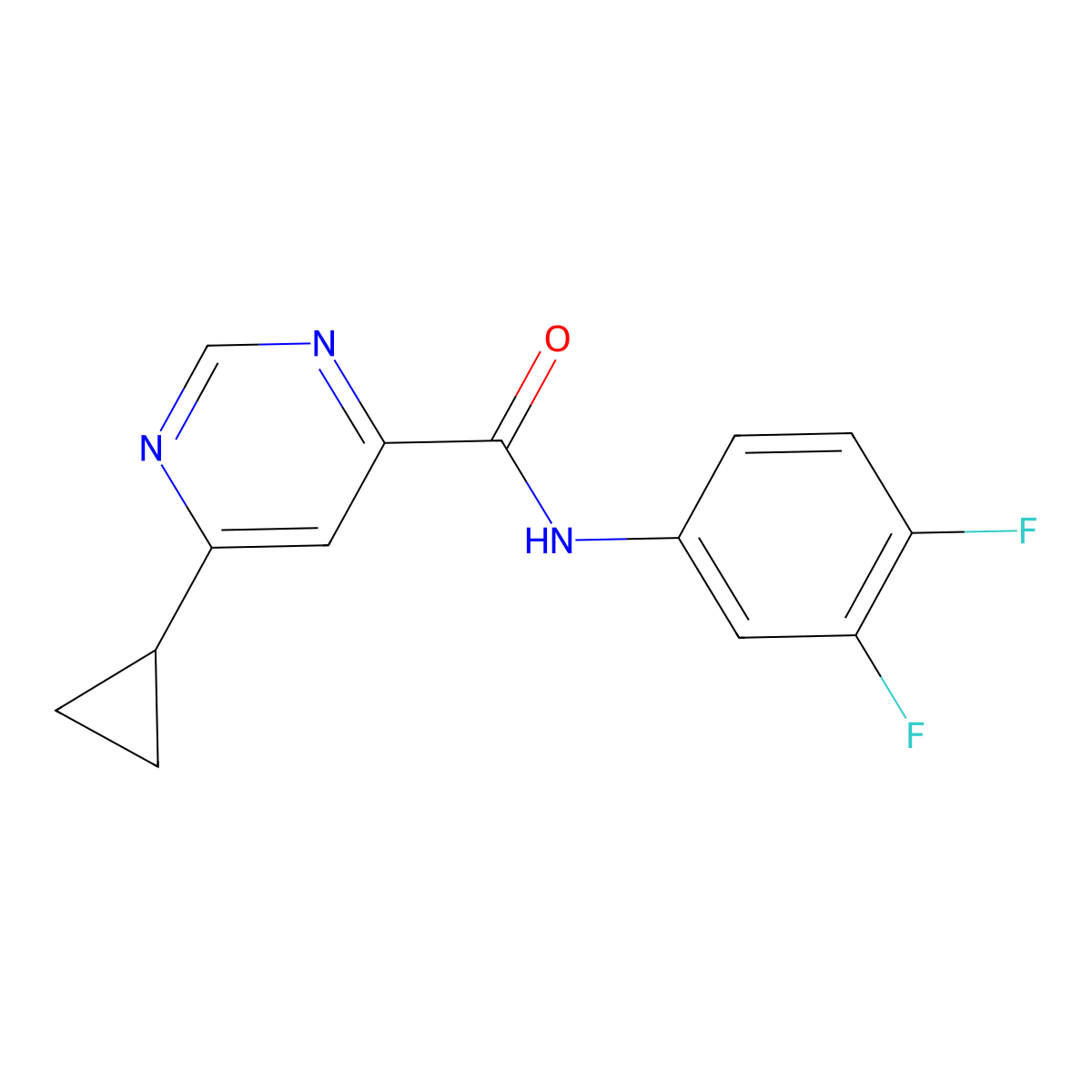 6-Cyclopropyl-N-(3,4-difluorophenyl)pyrimidine-4-carboxamide molecular structure, CAS 2415525-37-8