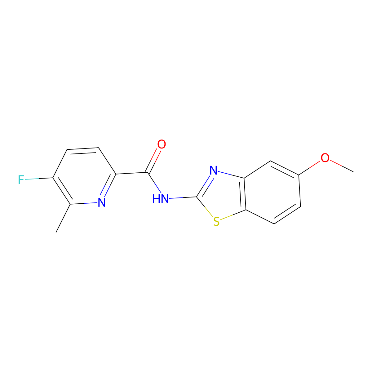 5-Fluoro-N-(5-methoxy-1,3-benzothiazol-2-yl)-6-methylpyridine-2-carboxamide molecular structure, CAS 2415525-39-0