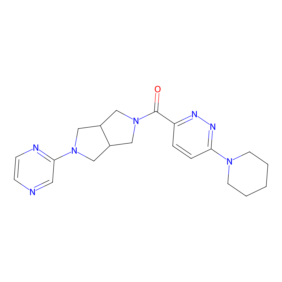 3-(Piperidin-1-yl)-6-[5-(pyrazin-2-yl)-octahydropyrrolo[3,4-c]pyrrole-2-carbonyl]pyridazine molecular structure, CAS 2415525-40-3