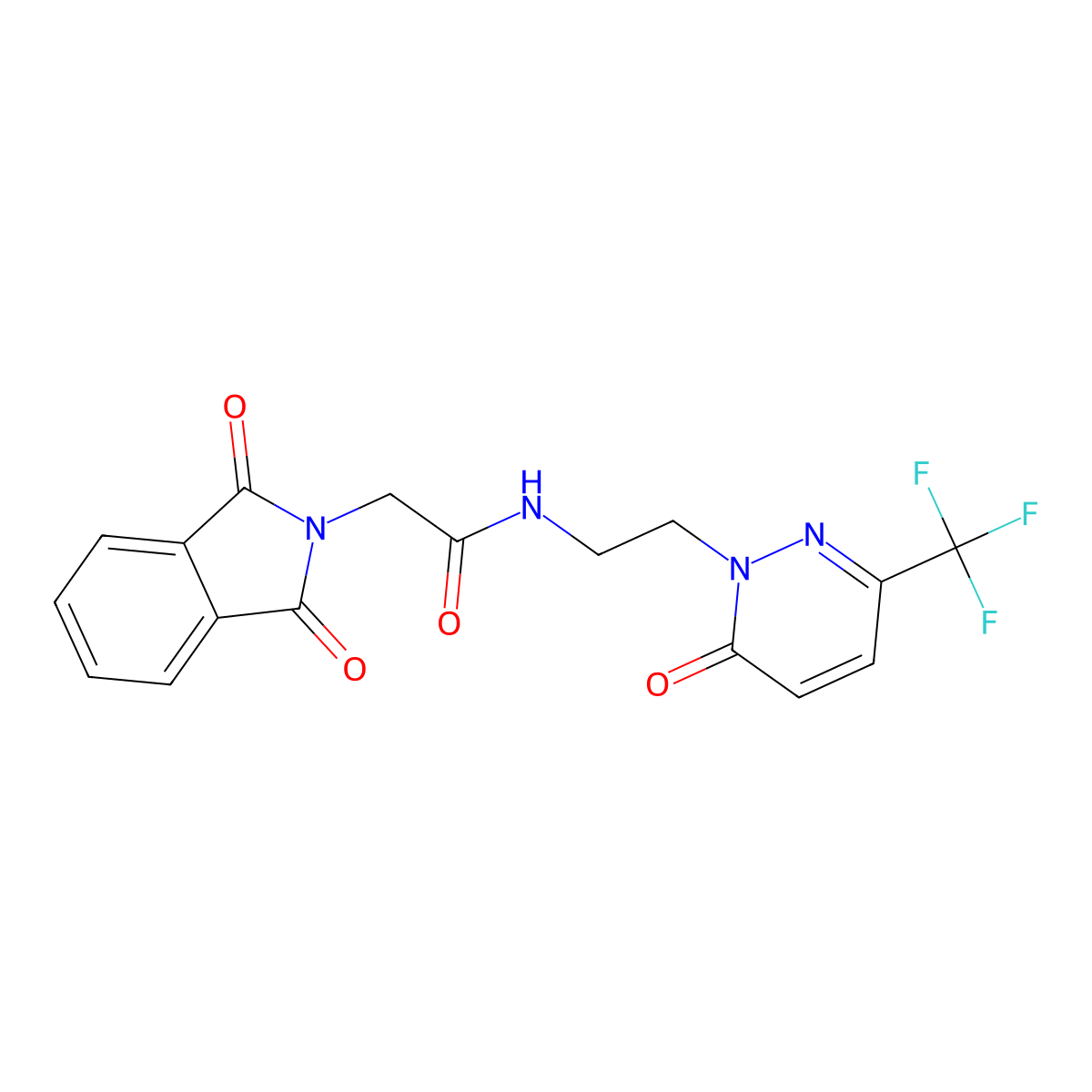 2-(1,3-dioxo-2,3-dihydro-1H-isoindol-2-yl)-N-{2-[6-oxo-3-(trifluoromethyl)-1,6-dihydropyridazin-1-yl]ethyl}acetamide molecular structure, CAS 2415525-41-4