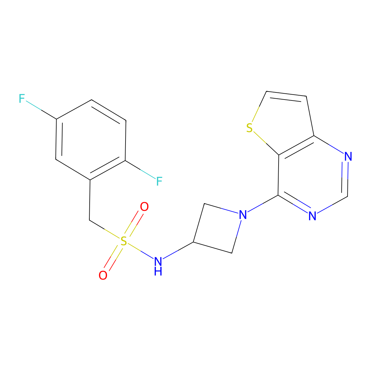 1-(2,5-difluorophenyl)-N-(1-{thieno[3,2-d]pyrimidin-4-yl}azetidin-3-yl)methanesulfonamide molecular structure, CAS 2415525-45-8