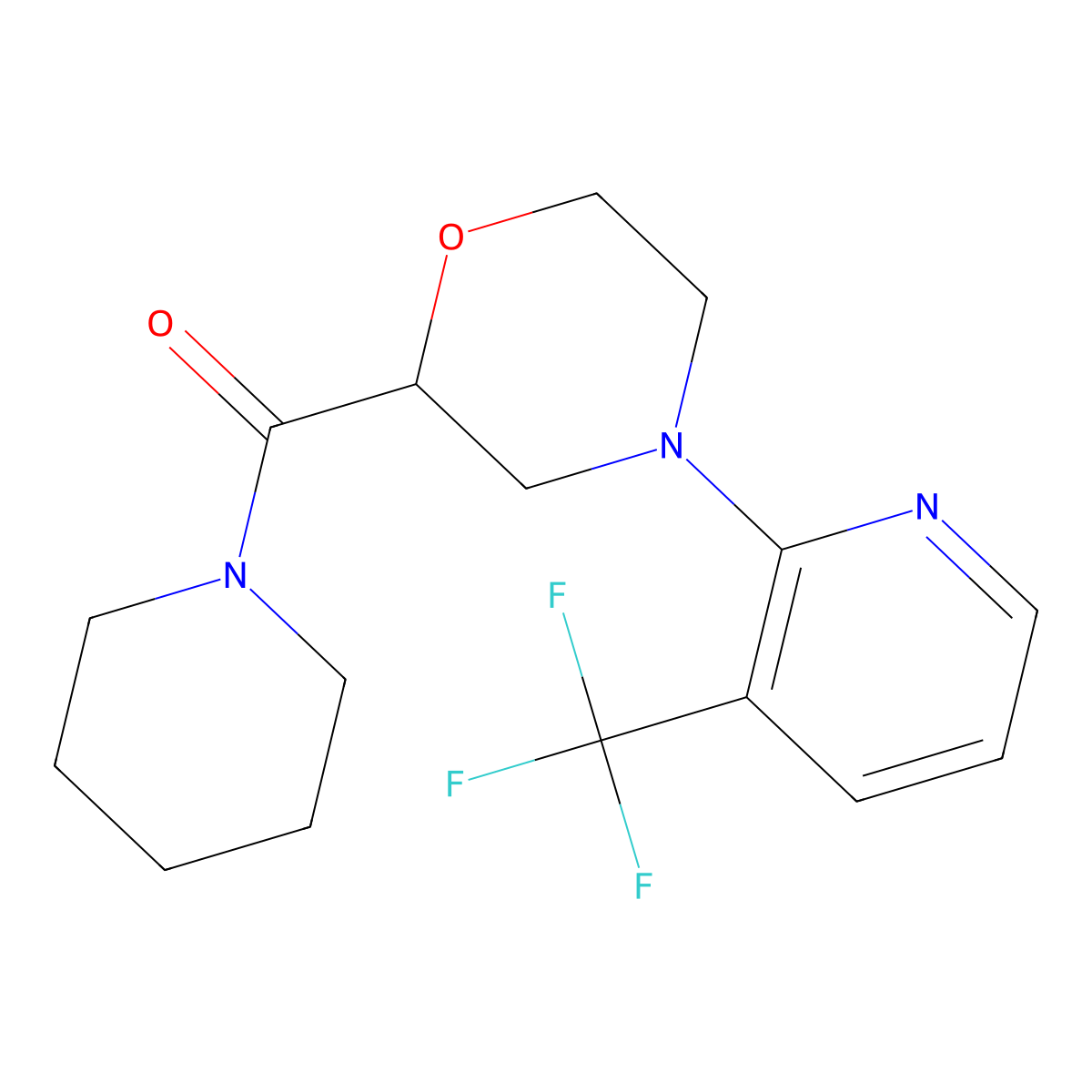 2-(Piperidine-1-carbonyl)-4-[3-(trifluoromethyl)pyridin-2-yl]morpholine molecular structure, CAS 2415525-52-7