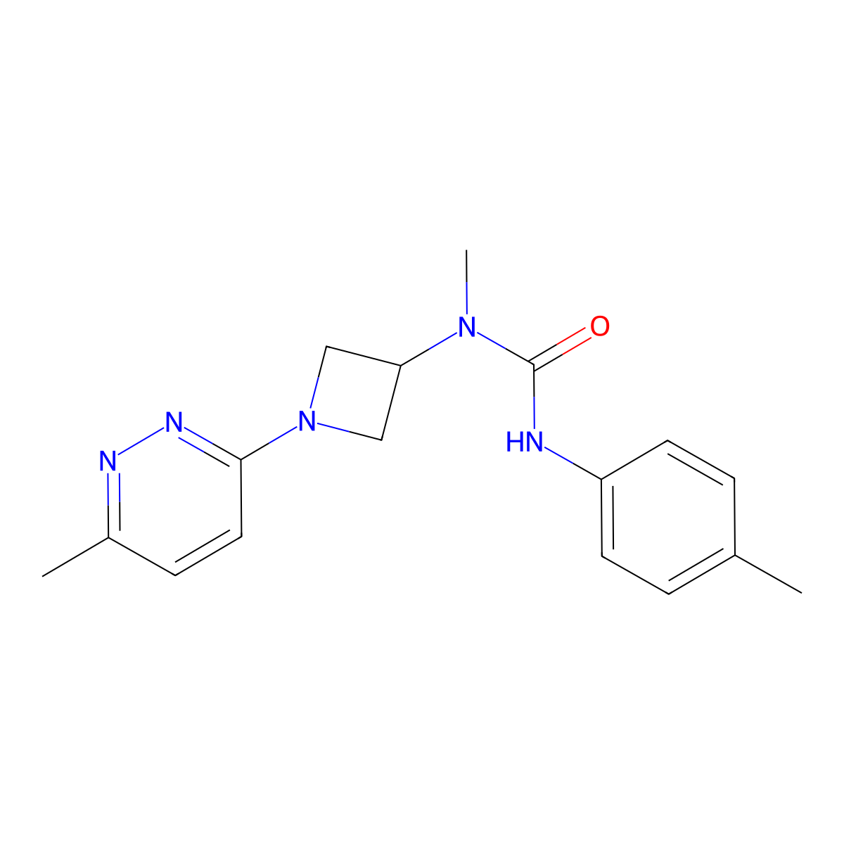 3-Methyl-1-(4-methylphenyl)-3-[1-(6-methylpyridazin-3-yl)azetidin-3-yl]urea molecular structure, CAS 2415525-55-0