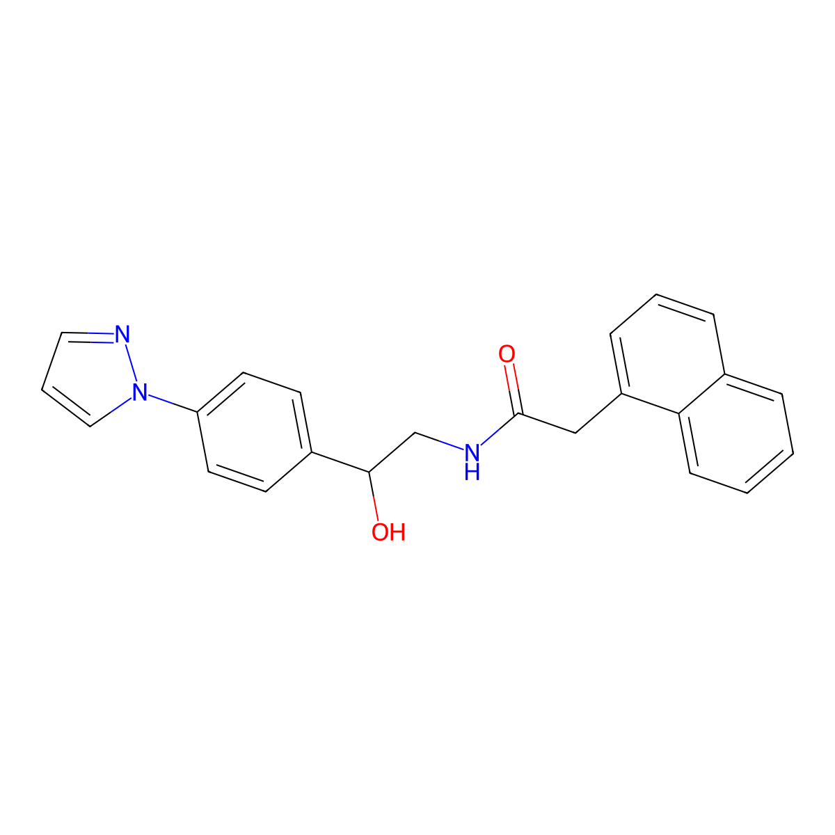 N-{2-hydroxy-2-[4-(1H-pyrazol-1-yl)phenyl]ethyl}-2-(naphthalen-1-yl)acetamide molecular structure, CAS 2415525-57-2