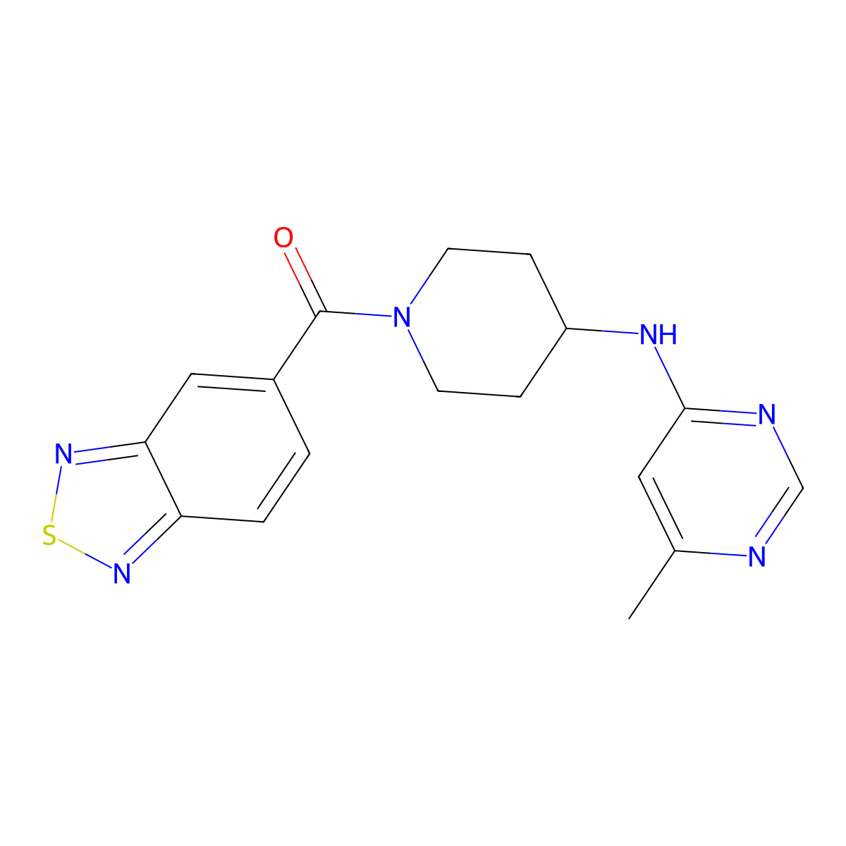N-[1-(2,1,3-benzothiadiazole-5-carbonyl)piperidin-4-yl]-6-methylpyrimidin-4-amine molecular structure, CAS 2415525-66-3