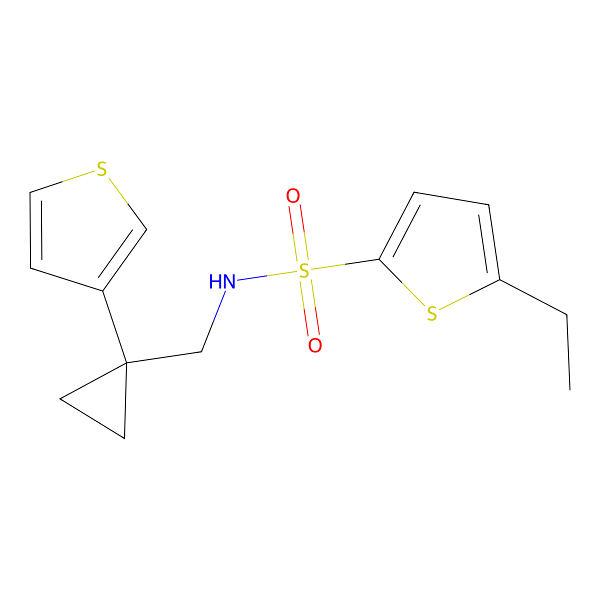 5-ethyl-N-{[1-(thiophen-3-yl)cyclopropyl]methyl}thiophene-2-sulfonamide molecular structure, CAS 2415525-67-4