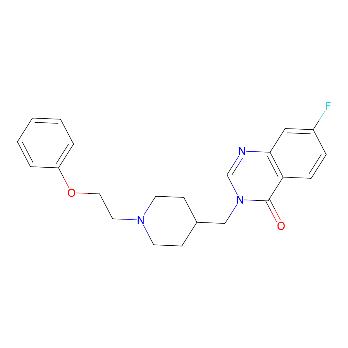 7-Fluoro-3-{[1-(2-phenoxyethyl)piperidin-4-yl]methyl}-3,4-dihydroquinazolin-4-one molecular structure, CAS 2415525-70-9