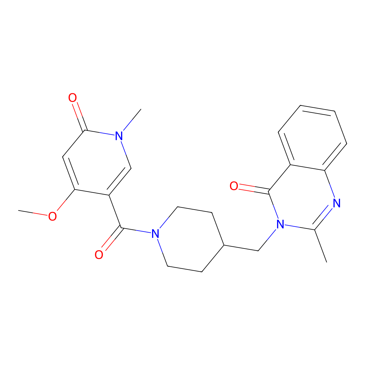 3-{[1-(4-Methoxy-1-methyl-6-oxo-1,6-dihydropyridine-3-carbonyl)piperidin-4-yl]methyl}-2-methyl-3,4-dihydroquinazolin-4-one molecular structure, CAS 2415525-72-1