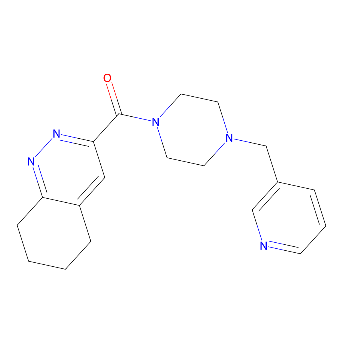 3-{4-[(Pyridin-3-yl)methyl]piperazine-1-carbonyl}-5,6,7,8-tetrahydrocinnoline molecular structure, CAS 2415525-74-3