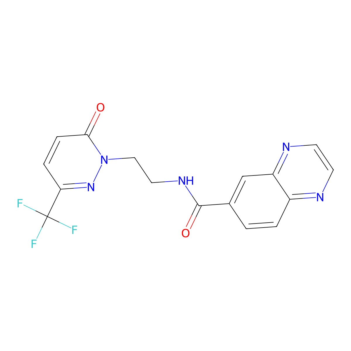 N-{2-[6-oxo-3-(trifluoromethyl)-1,6-dihydropyridazin-1-yl]ethyl}quinoxaline-6-carboxamide molecular structure, CAS 2415525-75-4