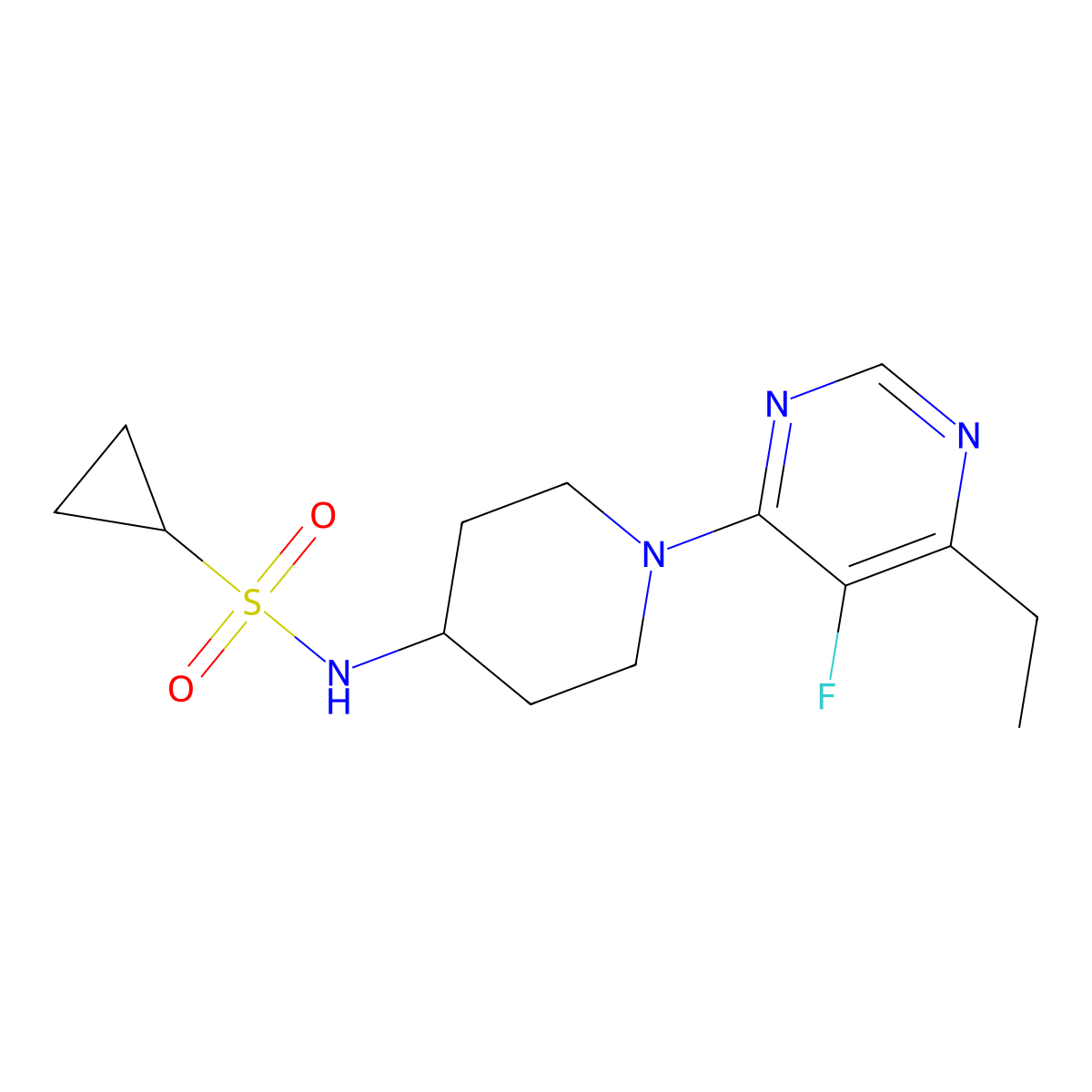 N-[1-(6-ethyl-5-fluoropyrimidin-4-yl)piperidin-4-yl]cyclopropanesulfonamide molecular structure, CAS 2415525-79-8