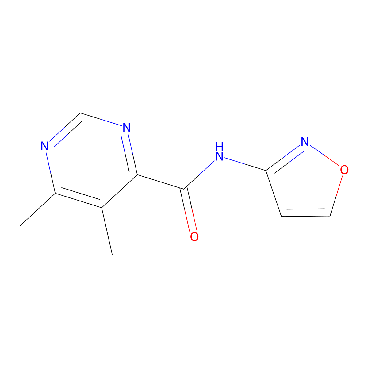 5,6-dimethyl-N-(1,2-oxazol-3-yl)pyrimidine-4-carboxamide molecular structure, CAS 2415525-84-5