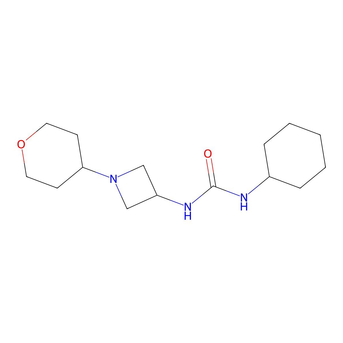 1-Cyclohexyl-3-[1-(oxan-4-yl)azetidin-3-yl]urea molecular structure, CAS 2415525-85-6